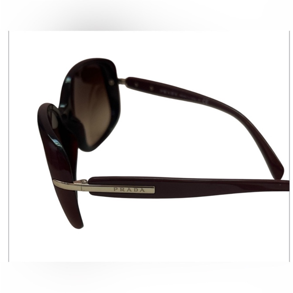 PRADA SPR 080 Oversized Sunglasses Burgundy Brown Gradient EUC w/Box & Case - Picture 4 of 9